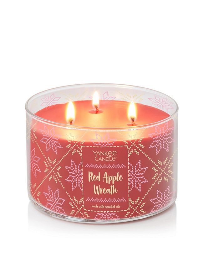 Yankee Candle Red Apple Wreath 3 Wick Glass Candle 18 Ounce Macy's