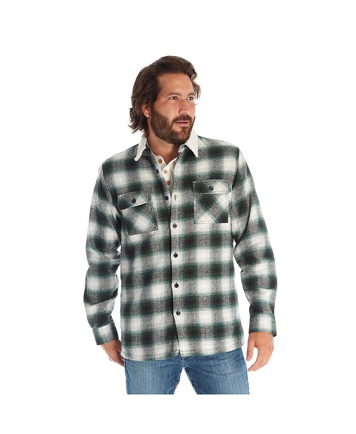 PX Clothing Men's Faux Fur Lined Plaid Shirt Jacket - Macy's