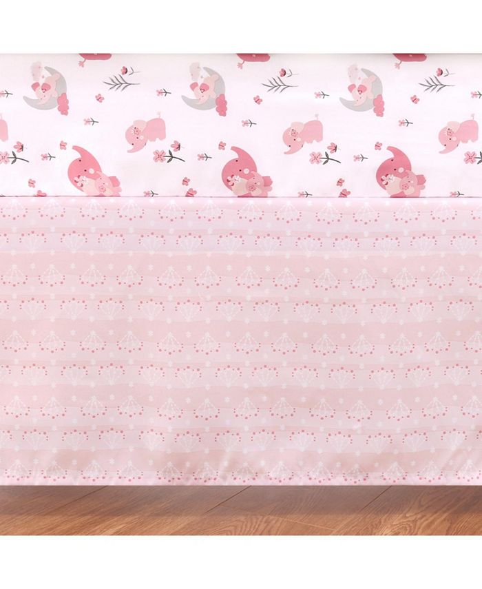 The Peanutshell Pink Elephant 5 Piece Baby Nursery Crib Bedding Set