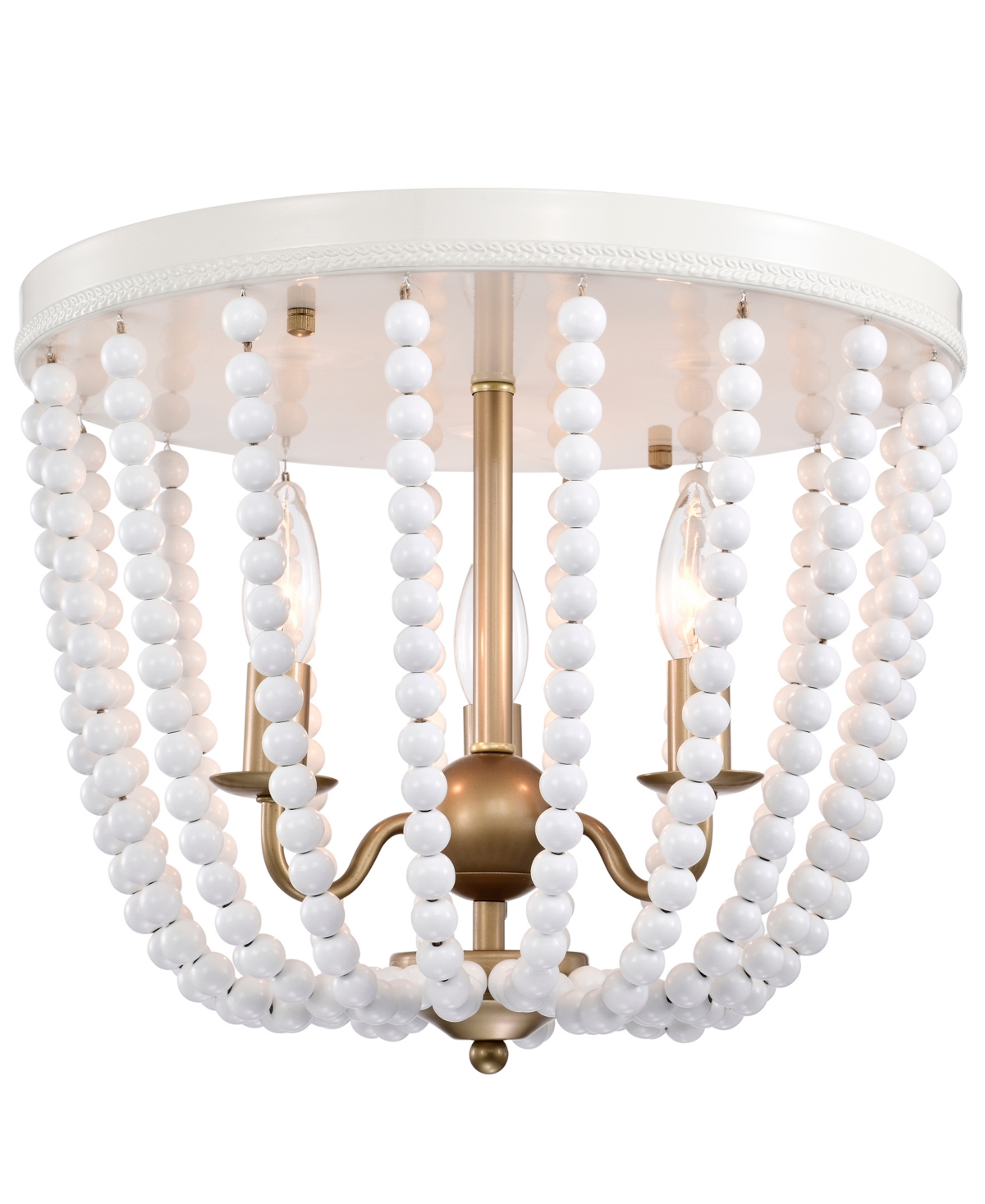 Home Accessories Taha 15" Indoor Finish Flush Mount Ceiling Light With Light Kit In Gloss White And Brass
