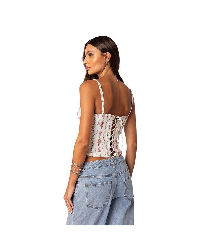 Edikted Indira printed cupped lace up corset Macy's
