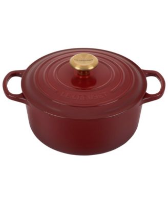 Signature Enameled Cast Iron 7-Piece Cookware Set with Gold Knobs