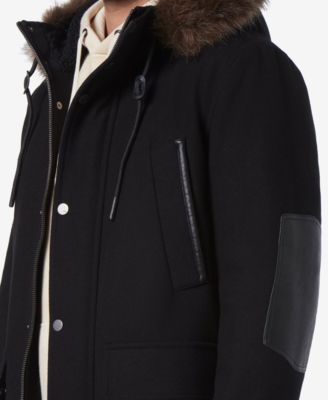 Men's Dawson Hooded Parka with Faux-Leather & Faux-Fur Trim