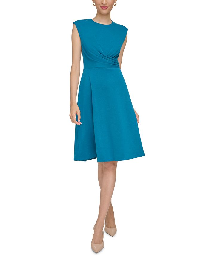 Calvin Klein Women's Ponté-Knit Solid A-Line Dress - Macy's