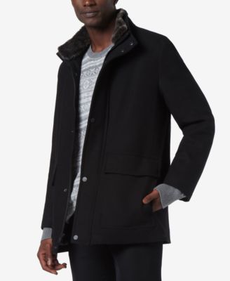 Men's Brooks Melton Wool Car Coat with Faux Fur Collar