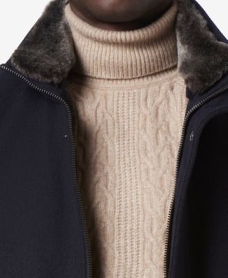 Men's Brooks Melton Wool Car Coat with Faux Fur Collar