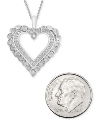 Diamond Open Heart 18" Pendant Necklace (1/4 ct. t.w.) in Sterling Silver, Created for Macy's