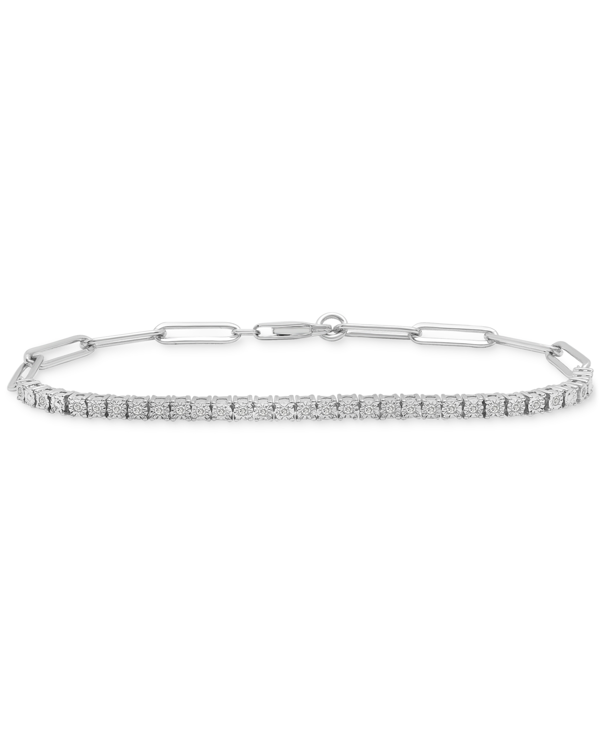 Macy's Diamond Paperclip Link Tennis Bracelet (1/4 Ct. T.w.) In Sterling Silver, Created For