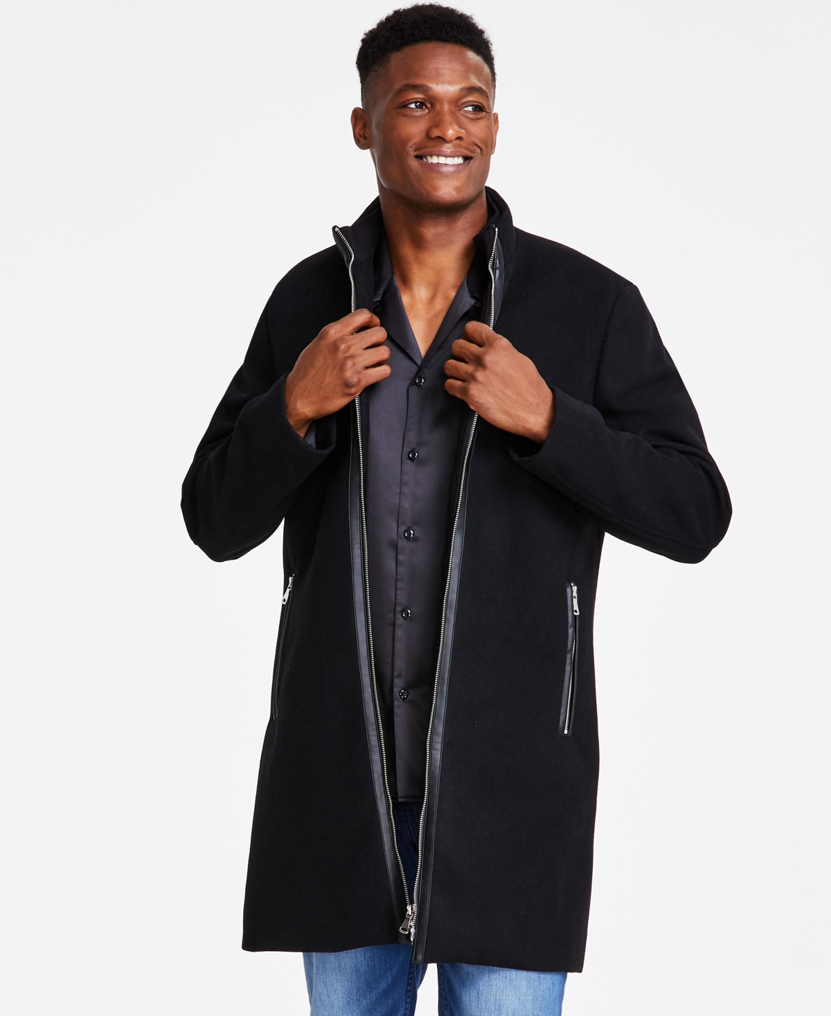 Inc International Concepts Men's Neo Coat, Created For Macy's In Deep Black