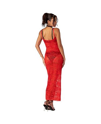 Edikted Sultry sheer lace maxi dress - Macy's