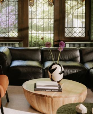 Eske 35.5" Acacia Wood Round Storage Coffee Table