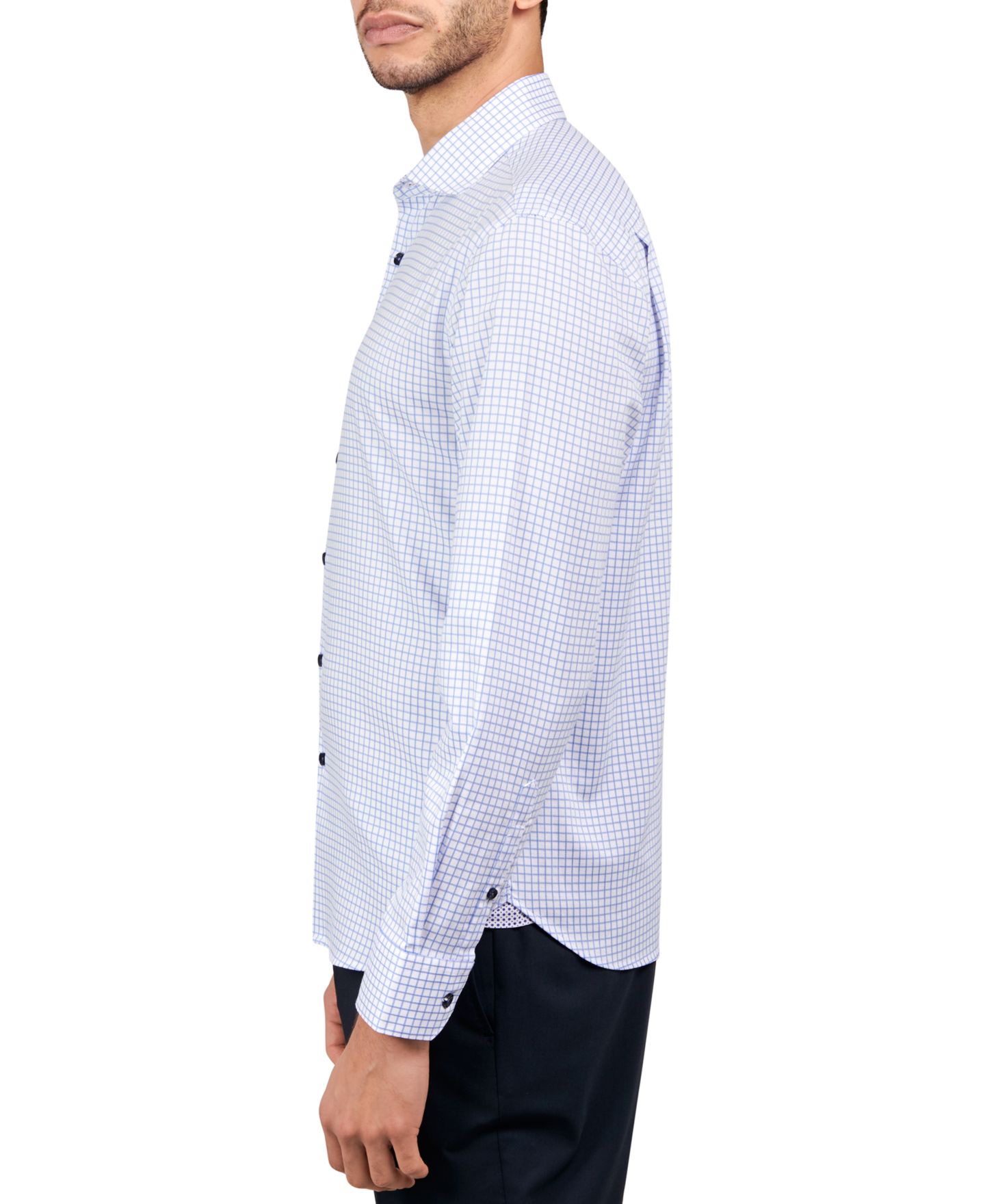 Мужская рубашка MICHELSONS OF LONDON Regular-Fit Mini-Check Dress Shirt, цвет: Синий — фото 3