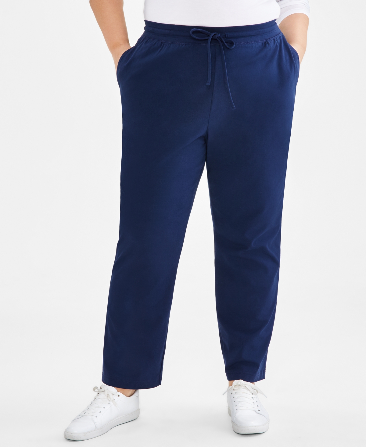 Style & Co Plus Size Knit Pull-on Pants, Created For Macy's In Industrial Blue