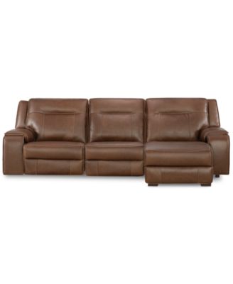 CLOSEOUT! Hansley 3-Pc Zero Gravity Leather Sofa with 2 Power Recliners and Chaise, Created for Macy's