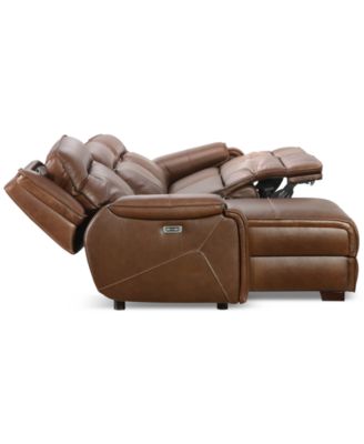 CLOSEOUT! Hansley 3-Pc Zero Gravity Leather Sofa with 2 Power Recliners and Chaise, Created for Macy's