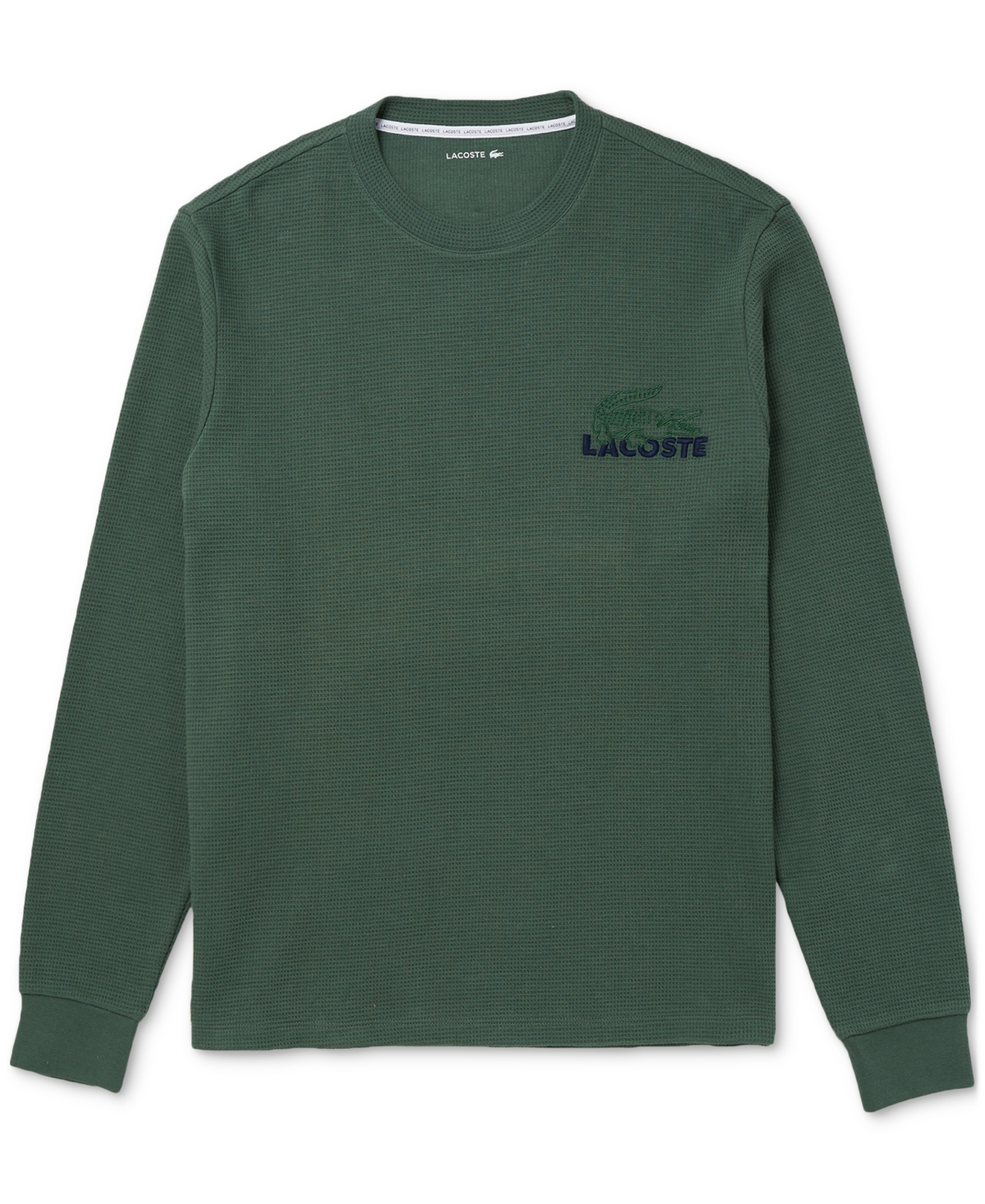 Lacoste Men's Large Croc Thermal Waffle Sleep Shirt In Green