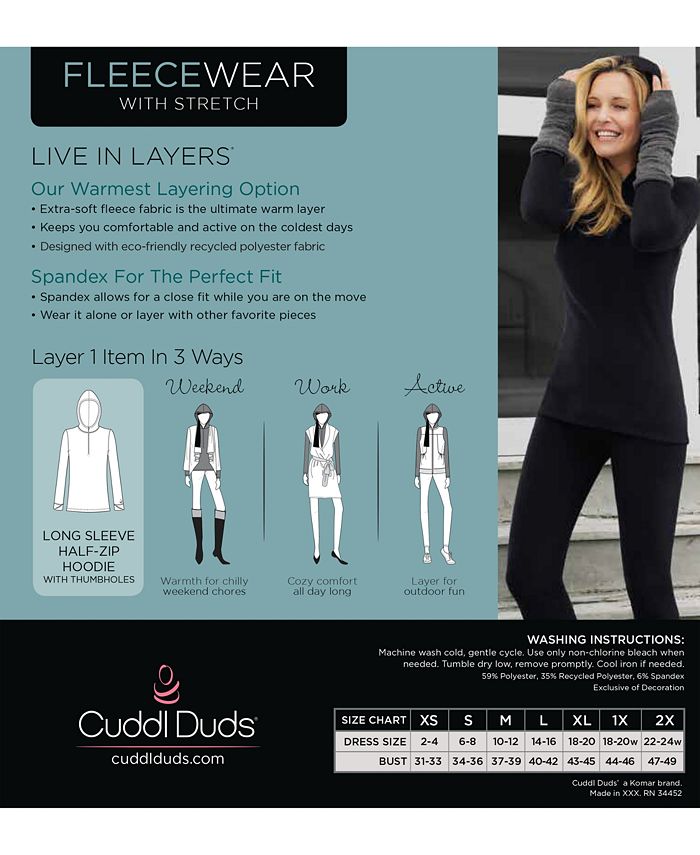 Cuddl Duds Women's Fleecewear with Stretch Legging, Black, Medium :  : Clothing, Shoes & Accessories