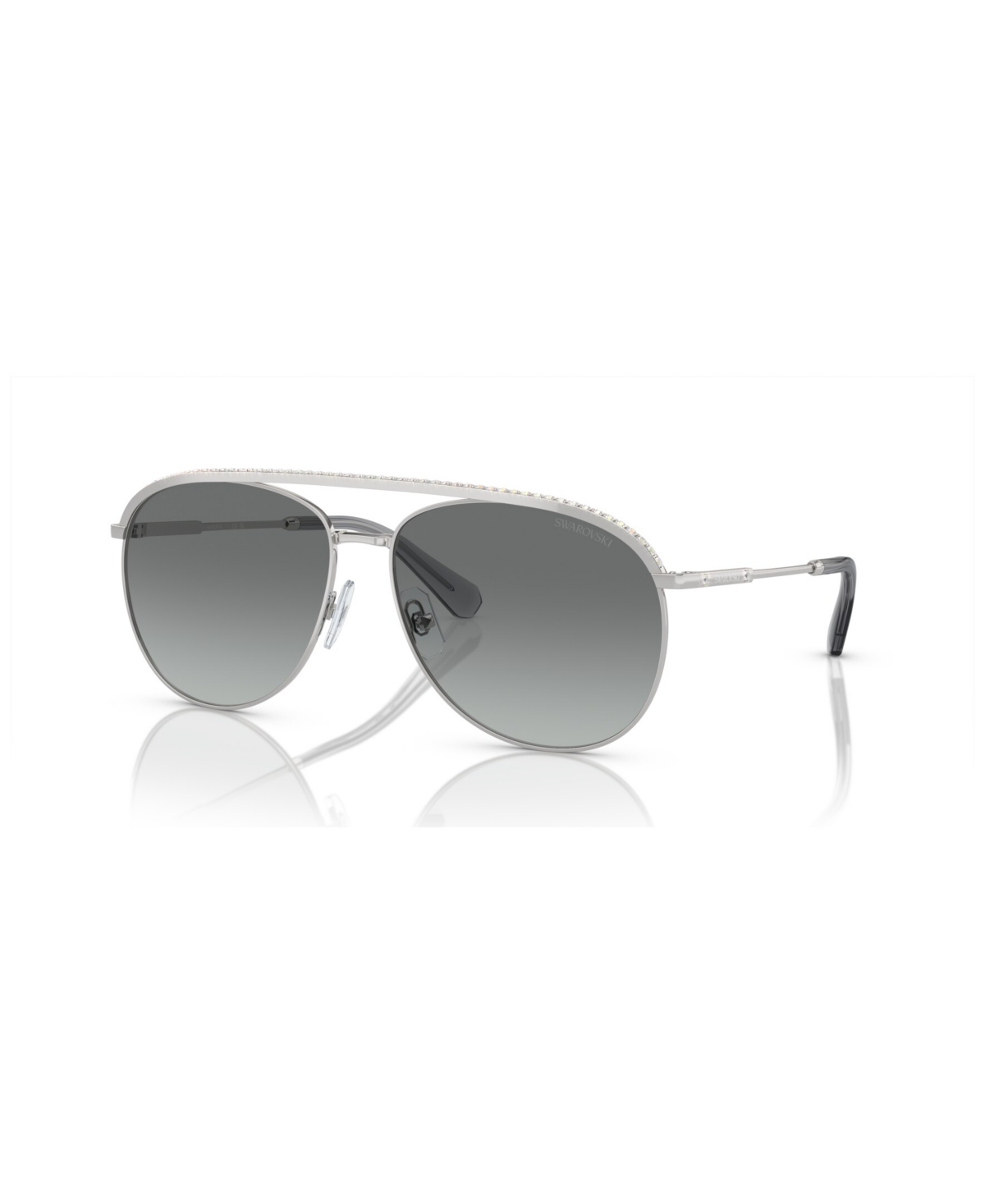 Swarovski Sk7005 Aviator-frame Gem-embellished Metal Sunglasses In Silver