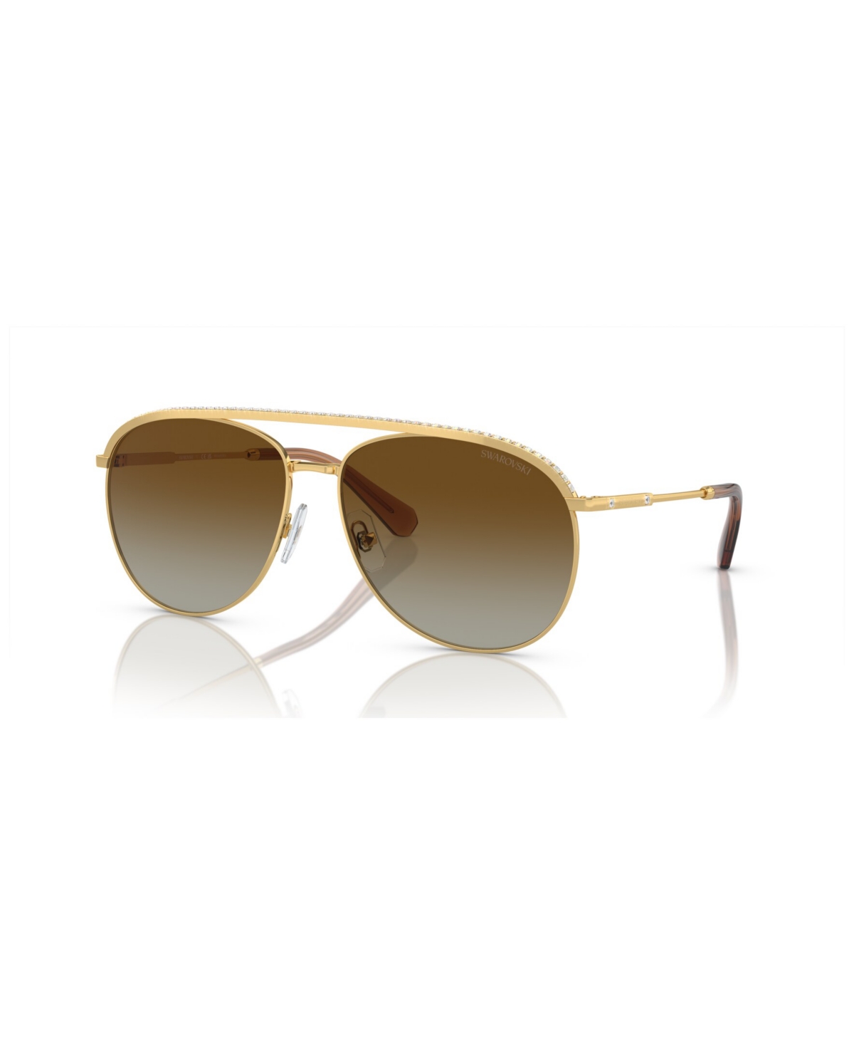Swarovski Sk7005 Aviator-frame Gem-embellished Metal Sunglasses In Gold