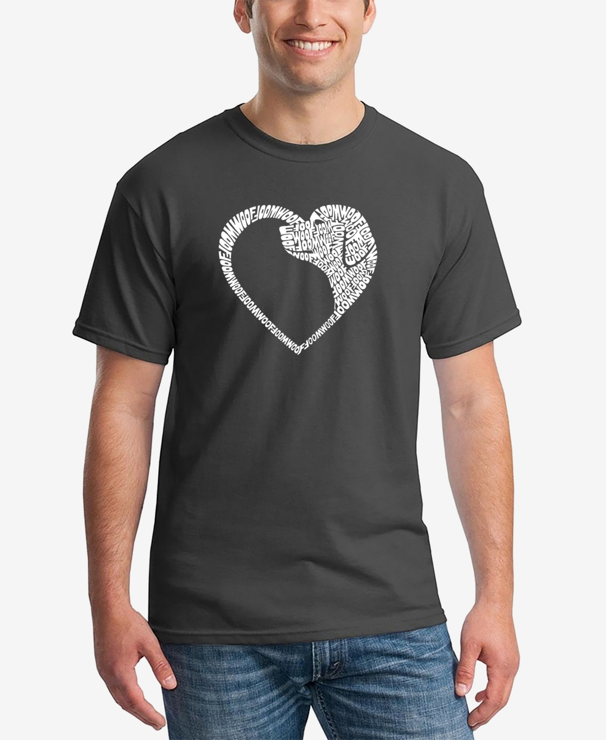 La Pop Art Men's Dog Heart Printed Word Art T-shirt