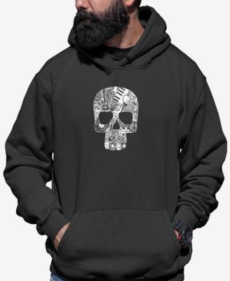 Men's Rock N Roll Skull Word Art Hooded Sweatshirt