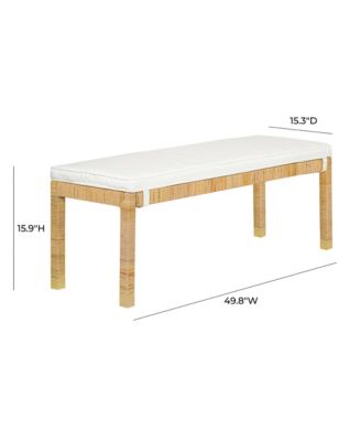 1 Piece Rattan Brass-Capped Legs Bench