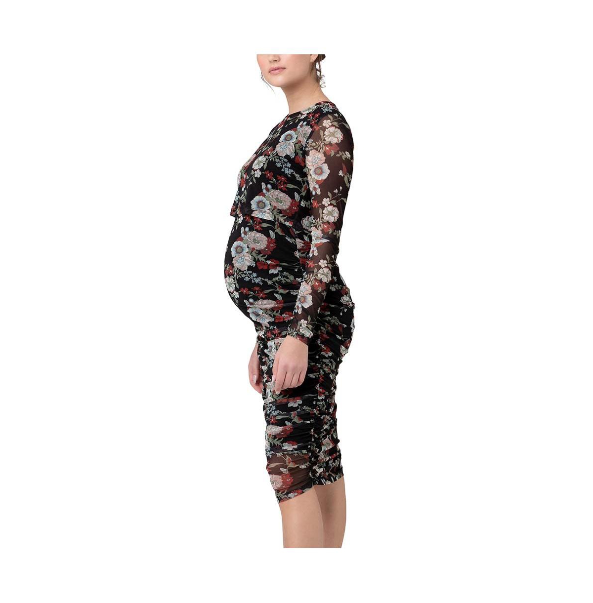 Ripe Maternity Maternity Ripe Wild Bloom Ruched Nursing Dress- Black