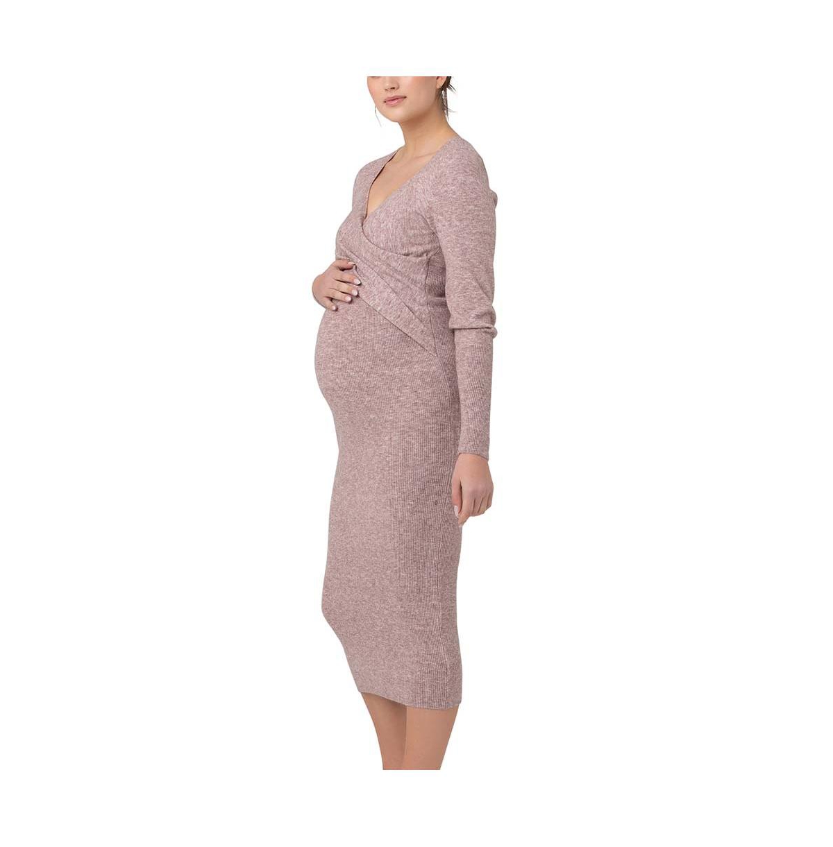 Ripe Maternity Maternity Ripe Heidi Cross Front Nursing Knit Dress- Pink marle
