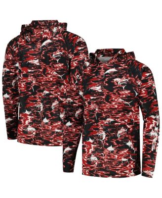 Men's  Black Arkansas Razorbacks PFG Terminal Tackle Omni-Shade Rippled Long Sleeve Hooded T-shirt