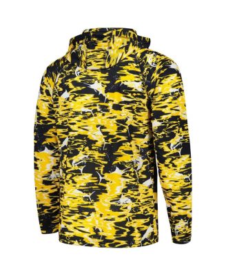 Men's  Navy Michigan Wolverines PFG Terminal Tackle Omni-Shade Rippled Long Sleeve Hooded T-shirt