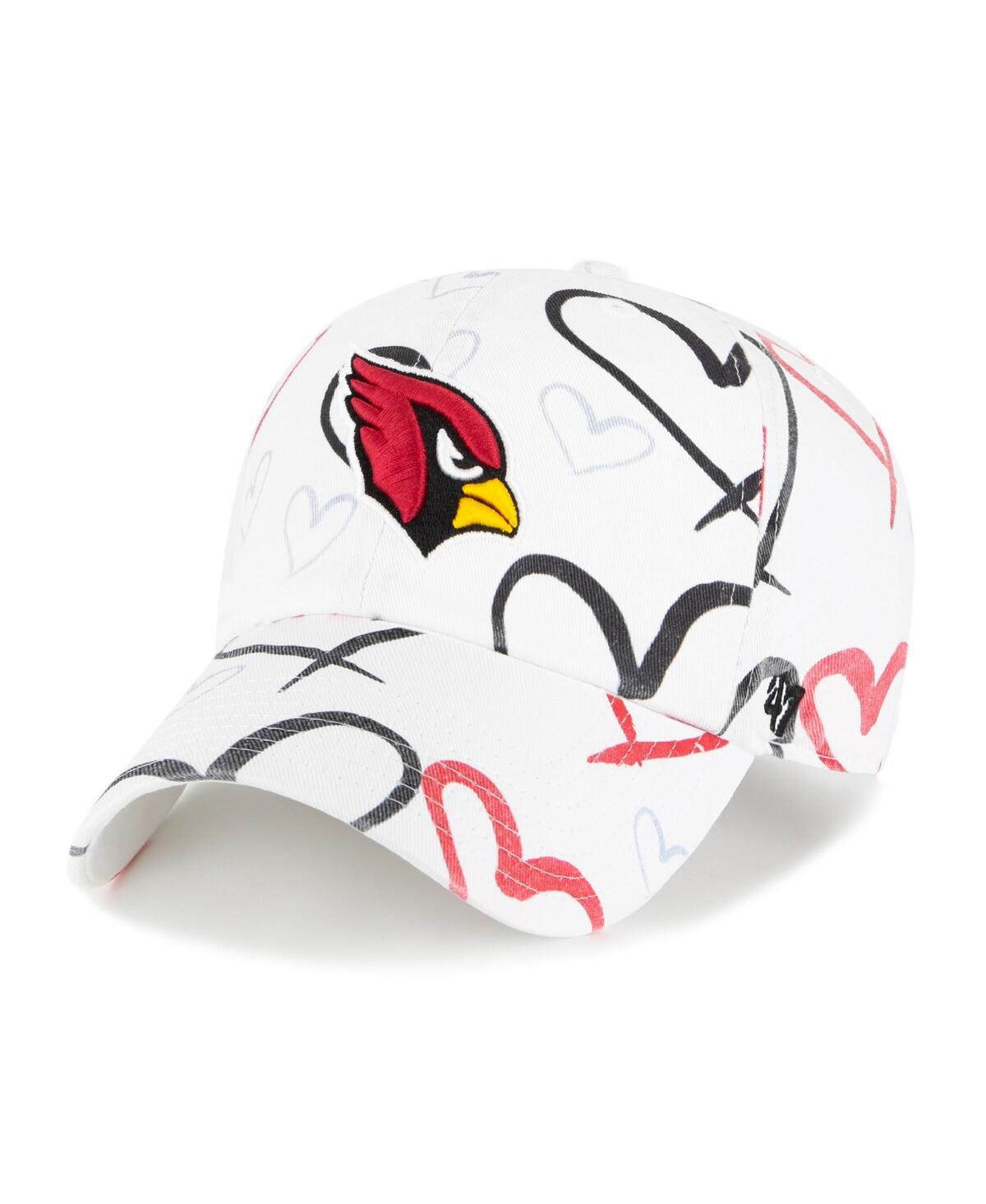 47 Brand Kids' Big Girls ' White Arizona Cardinals Adore Clean Up Adjustable Hat