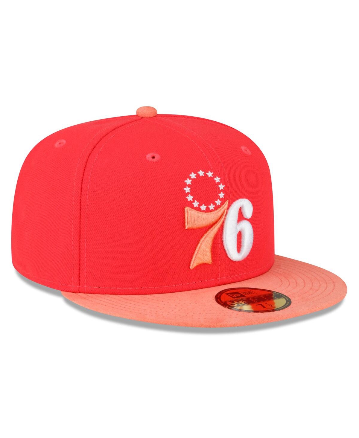 Shop New Era Men's  Red, Peach Philadelphia 76ers Tonal 59fifty Fitted Hat In Red,peach