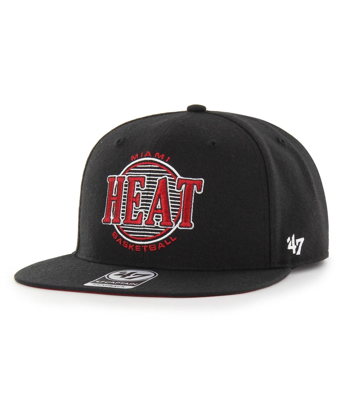47 Brand Men's ' Black Miami Heat High Post Captain Snapback Hat