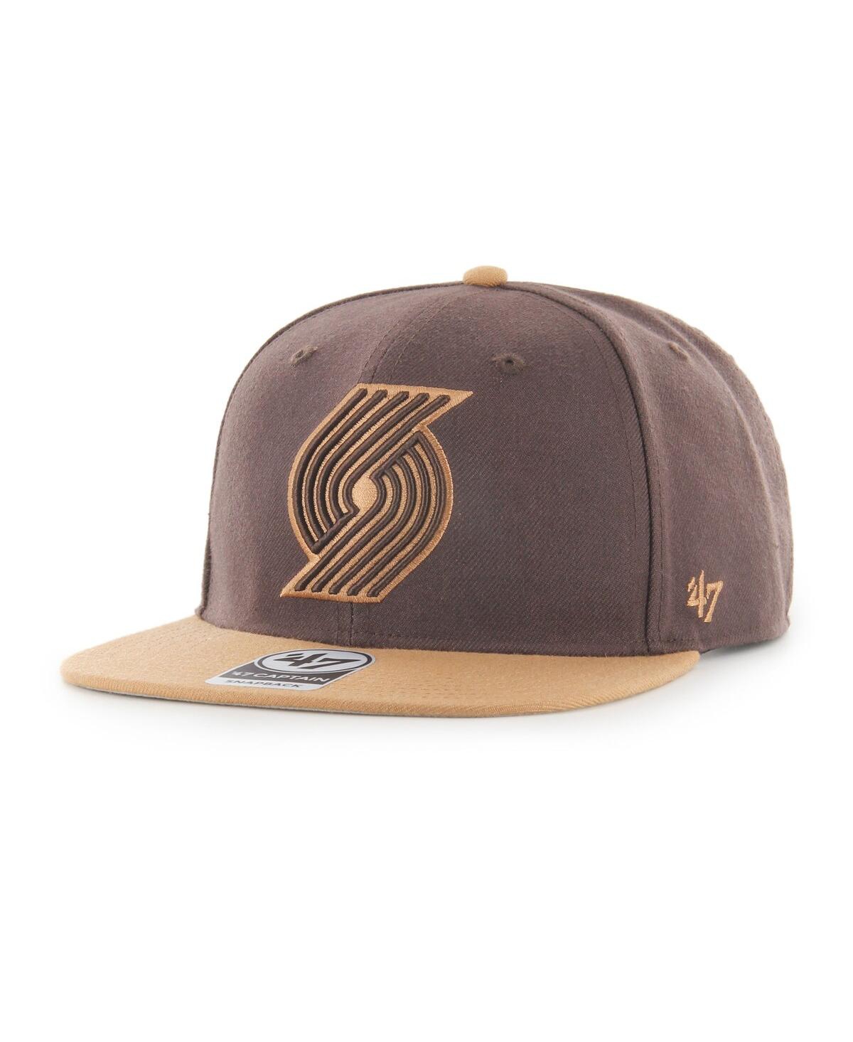 47 Brand Men's ' Brown Portland Trail Blazers No Shot Two-tone Captain Snapback Hat