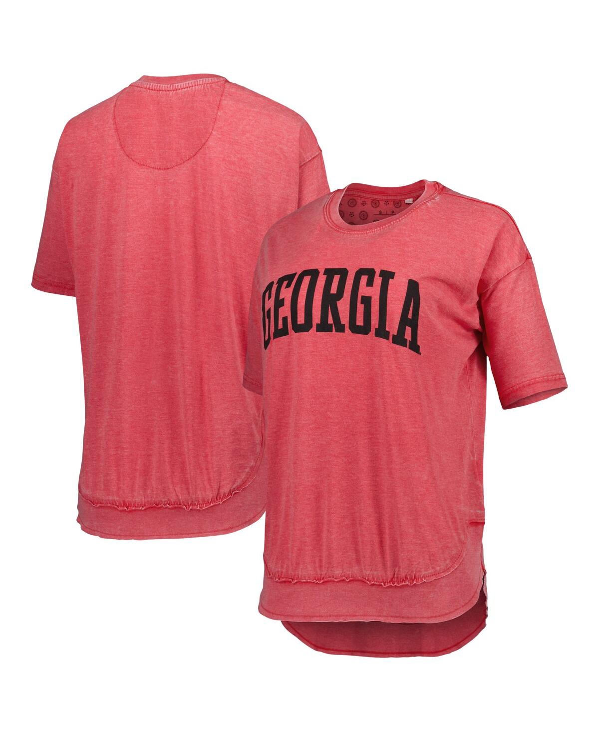 PRESSBOX WOMEN'S PRESSBOX RED GEORGIA BULLDOGS ARCH PONCHO T-SHIRT 