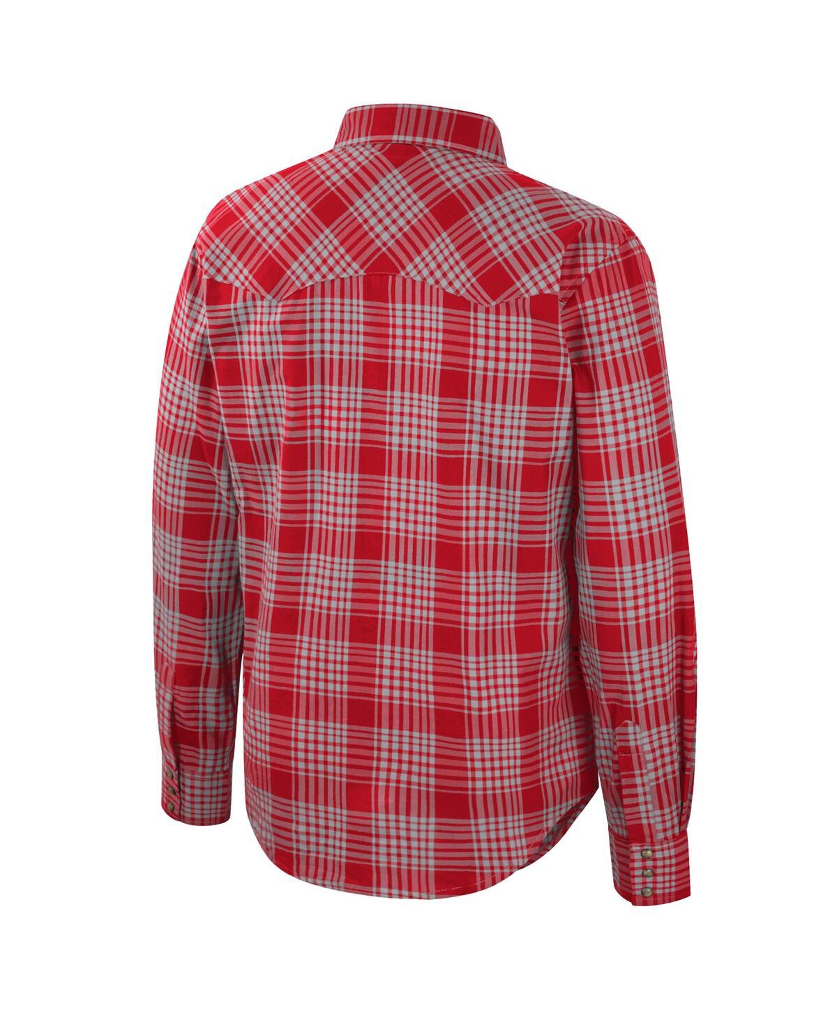 Men's Colosseum x WranglerOhio State Buckeyes Plaid Western Long Sleeve Snap-Up Shirt - Scarlet