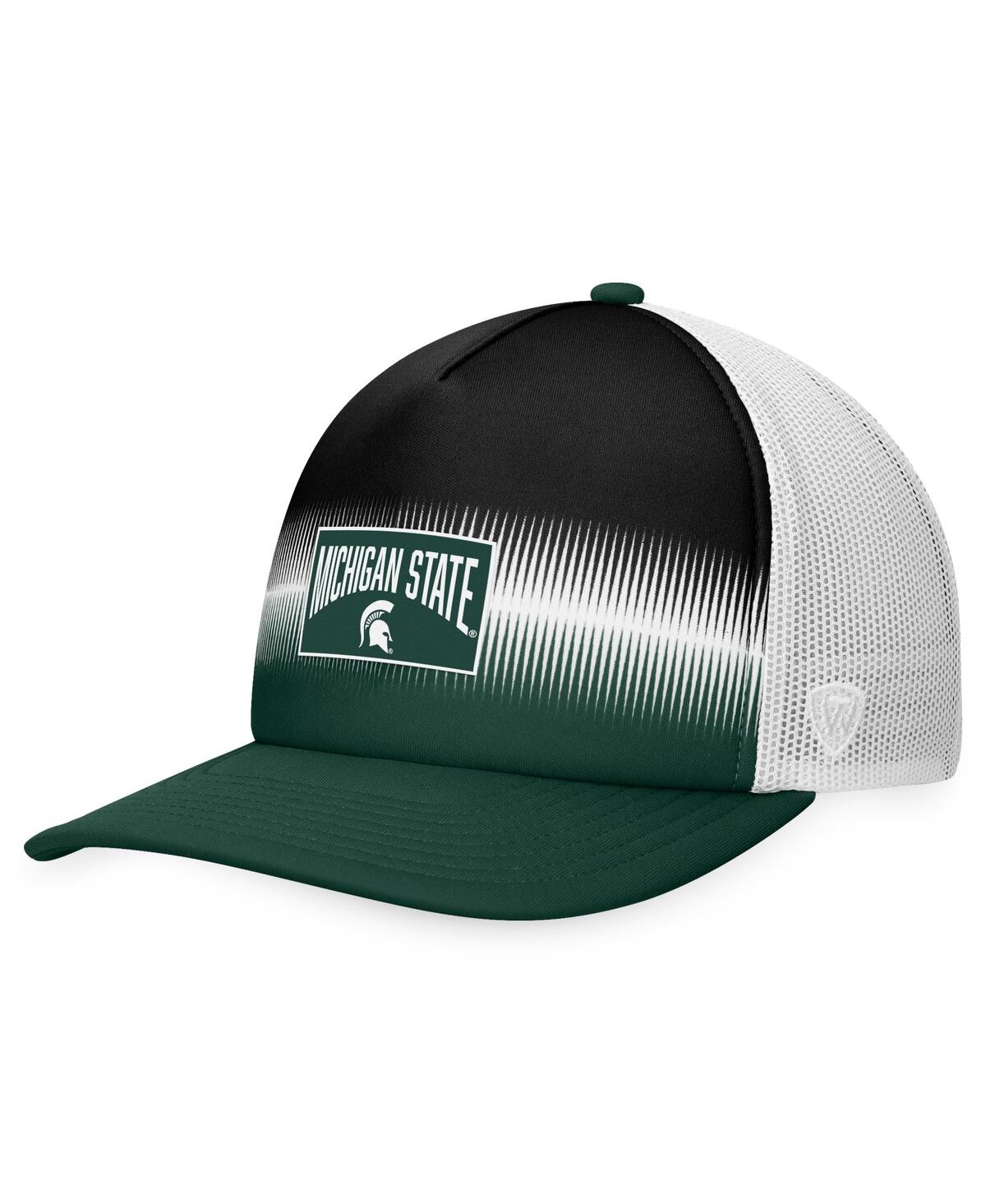 Top Of The World Men's  Green, Black Michigan State Spartans Daybreak Foam Trucker Adjustable Hat In Green,black