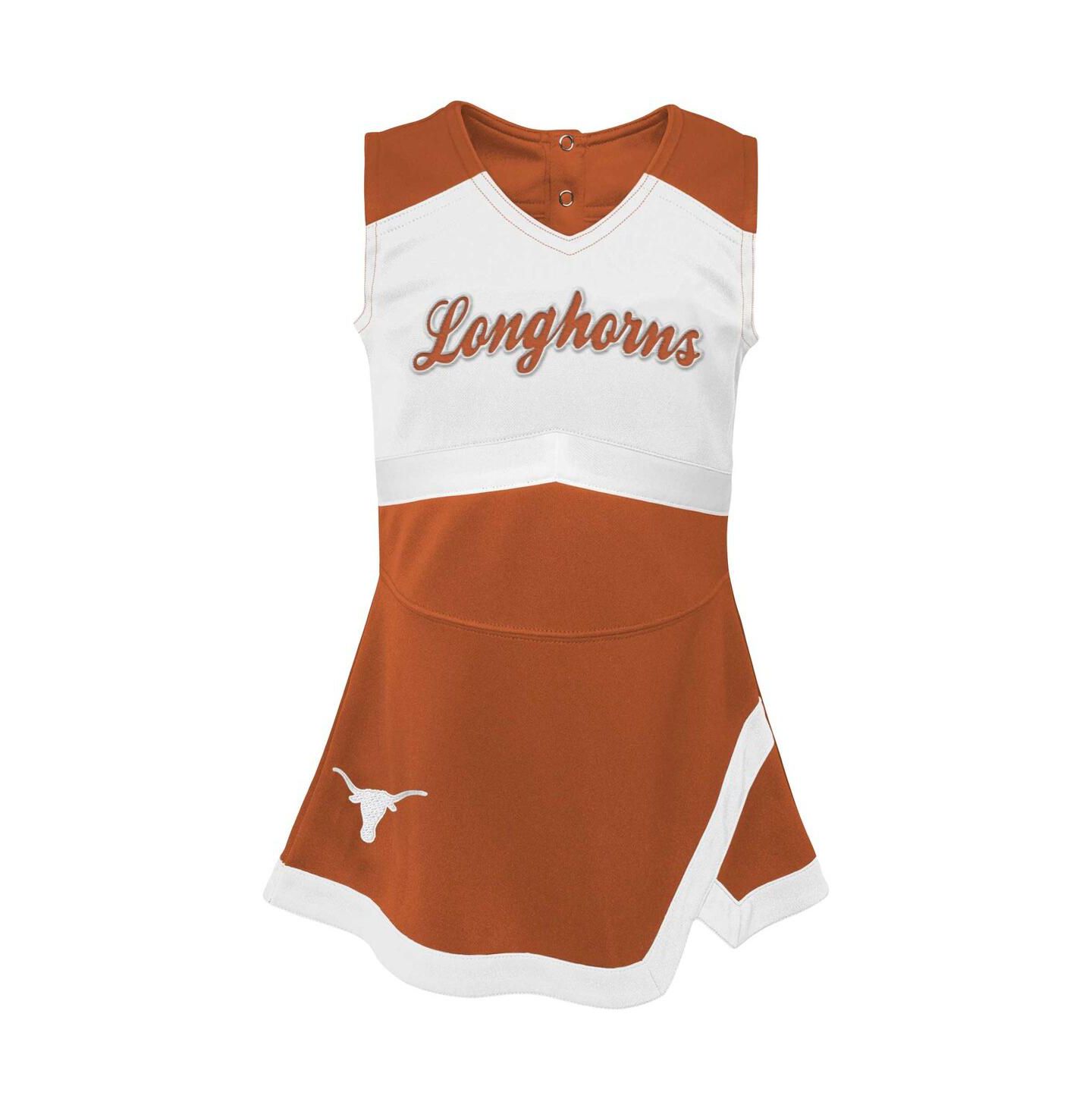 Платья Outerstuff Texas Orange, White Texas Longhorns Cheer Captain Jumper Dress для девочек — фото 3