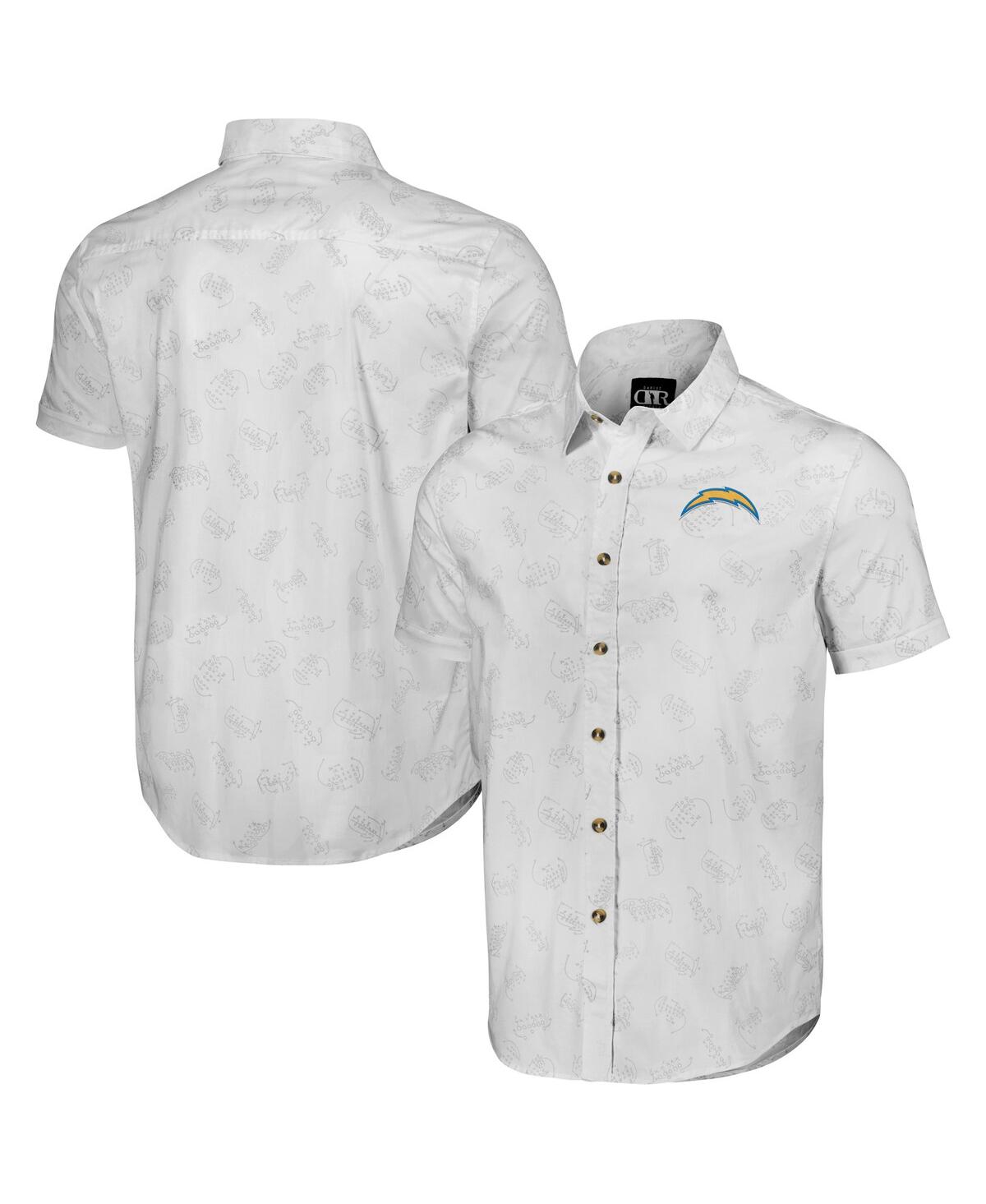 Fanatics Men's Nfl X Darius Rucker Collection By  White Los Angeles Chargers Woven Short Sleeve Butto