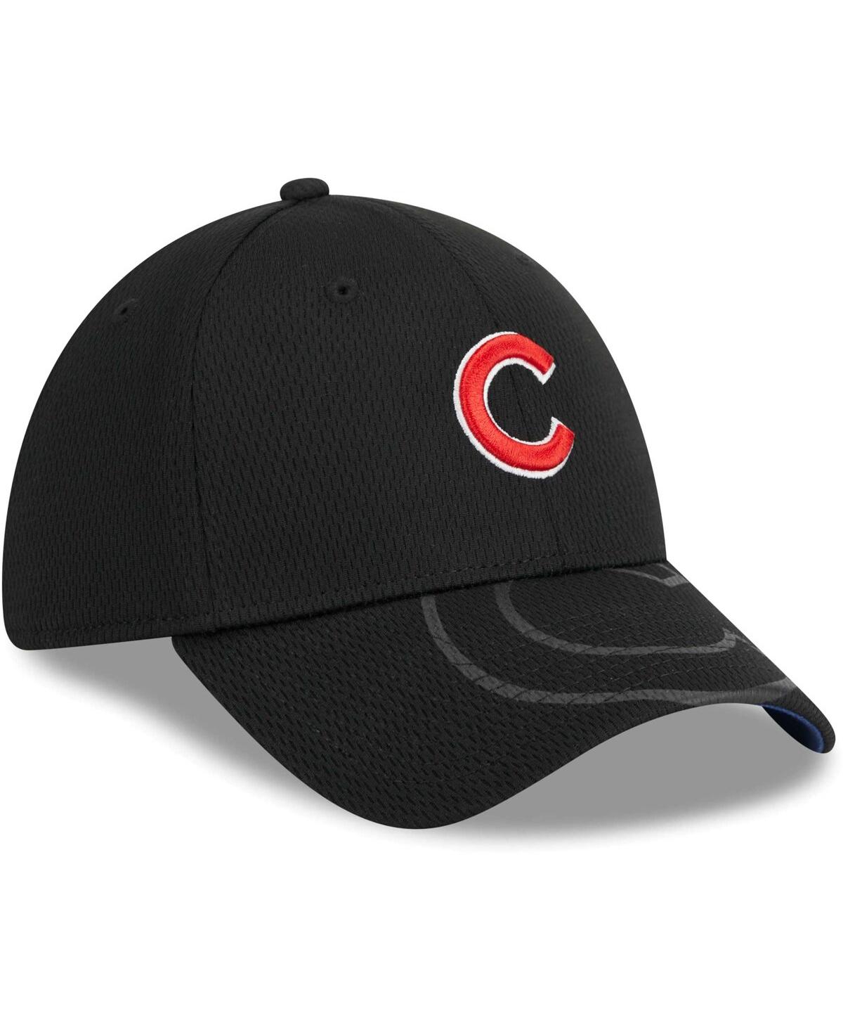 Men's New EraChicago Cubs Top Visor 39THIRTY Flex Hat - Black