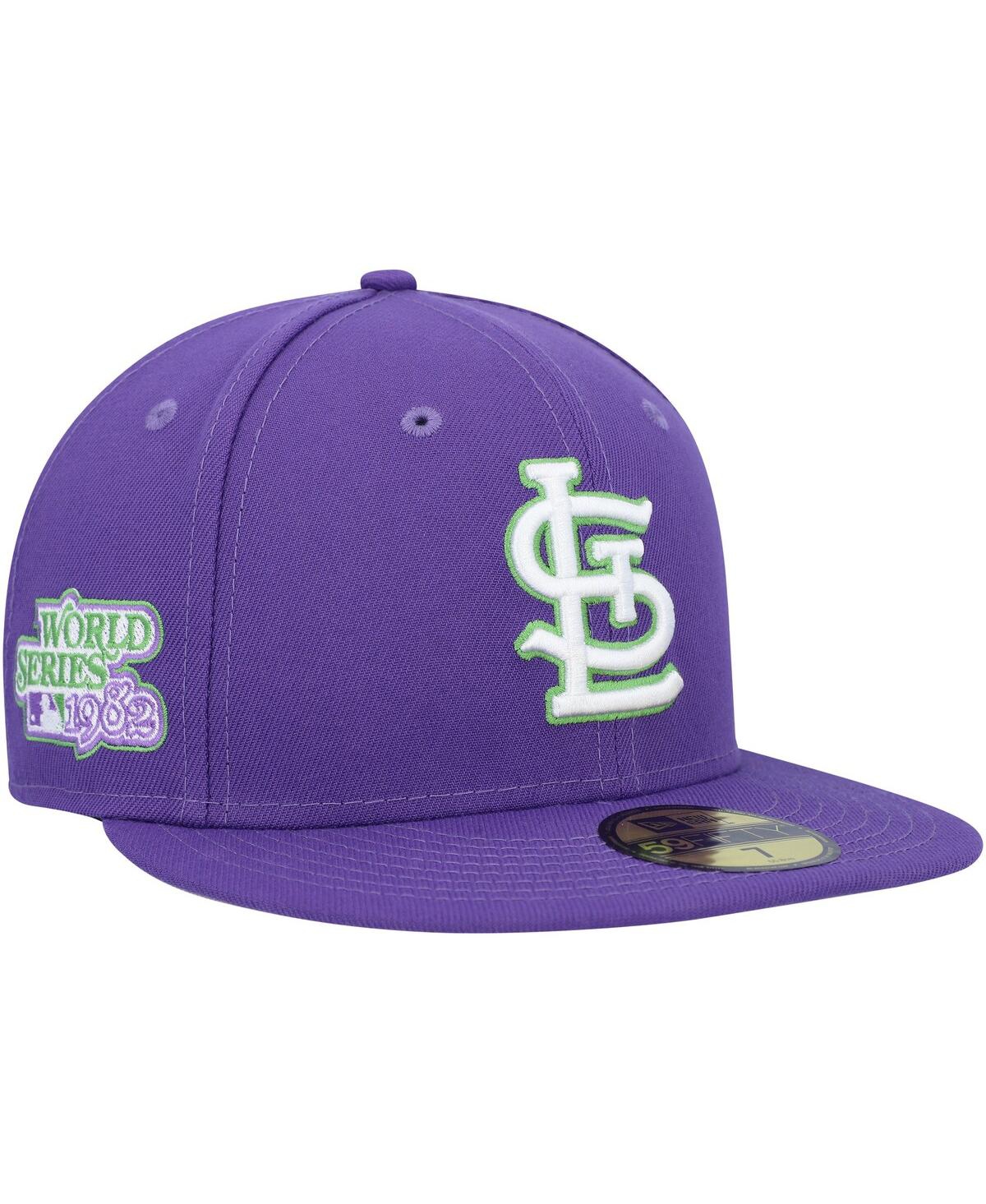 Shop New Era Men's  Purple St. Louis Cardinals Lime Side Patch 59fifty Fitted Hat