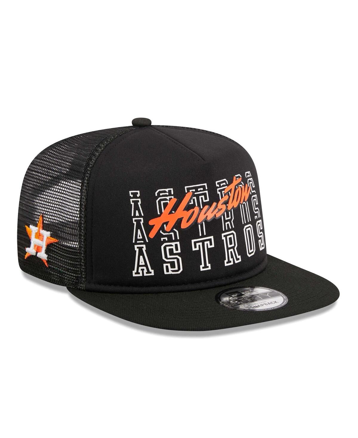 New Era Men's  Black Houston Astros Street Team A-frame Trucker 9fifty Snapback Hat In Black