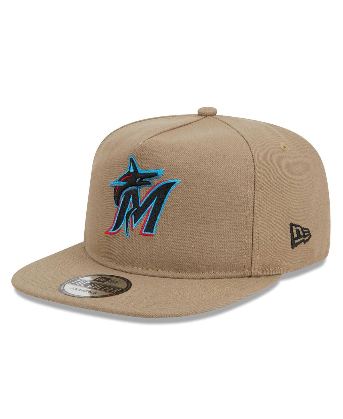 New Era Men's  Khaki Miami Marlins Golfer Adjustable Hat In Khaki
