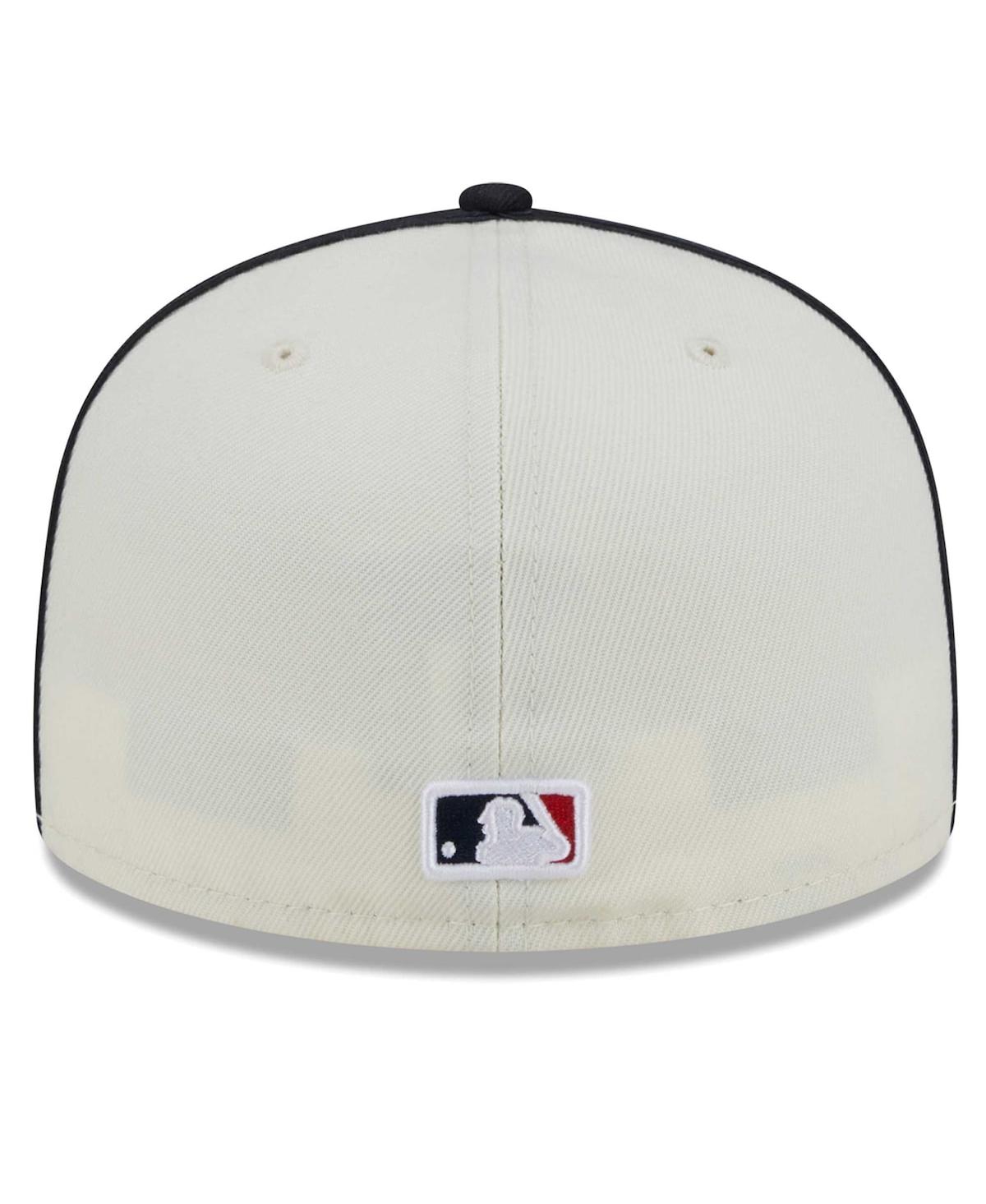 Shop New Era Men's  Cream, Navy Boston Red Sox Chrome Sutash 59fifty Fitted Hat In Cream,navy