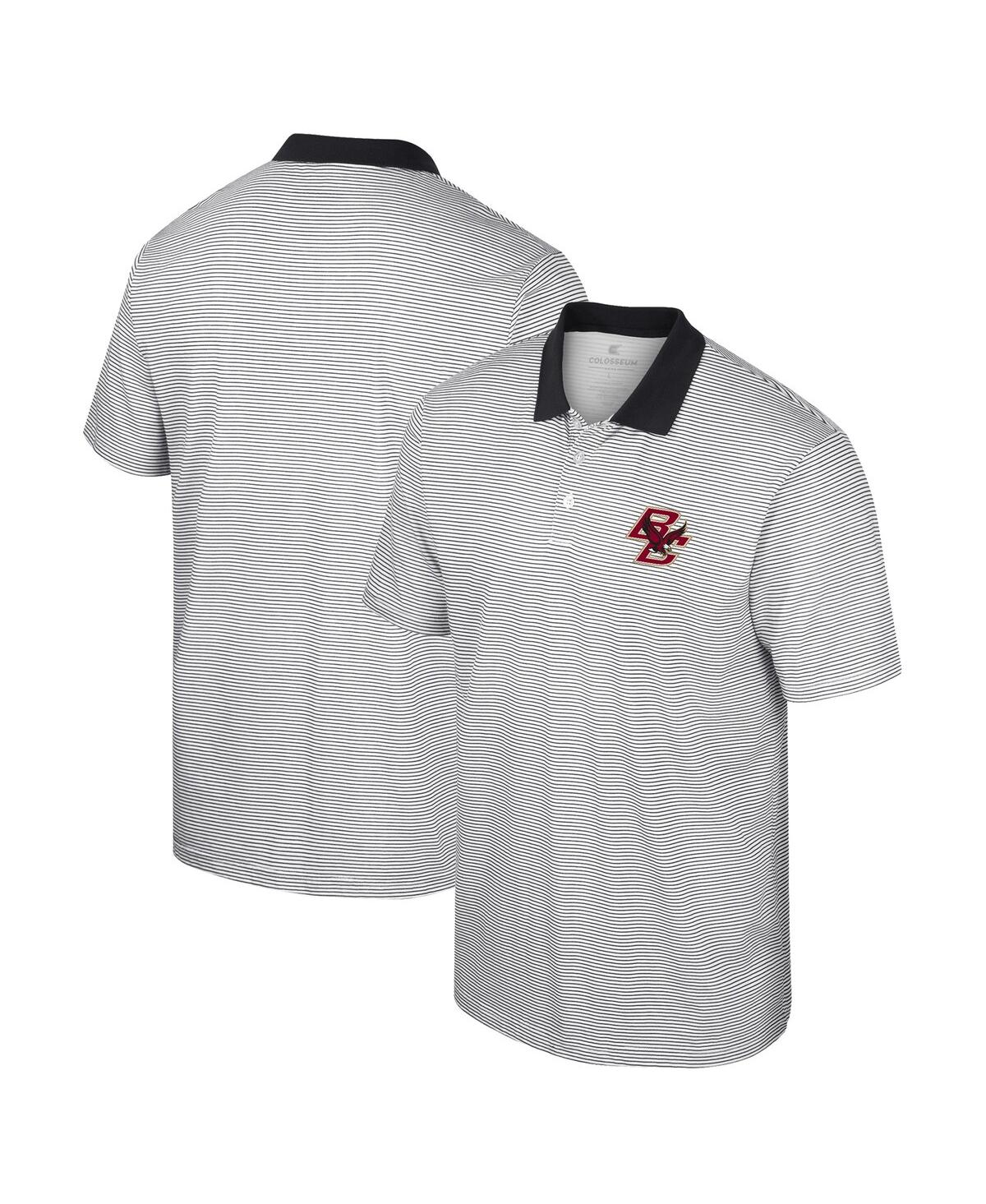 Shop Colosseum Men's  White Boston College Eagles Print Stripe Polo Shirt