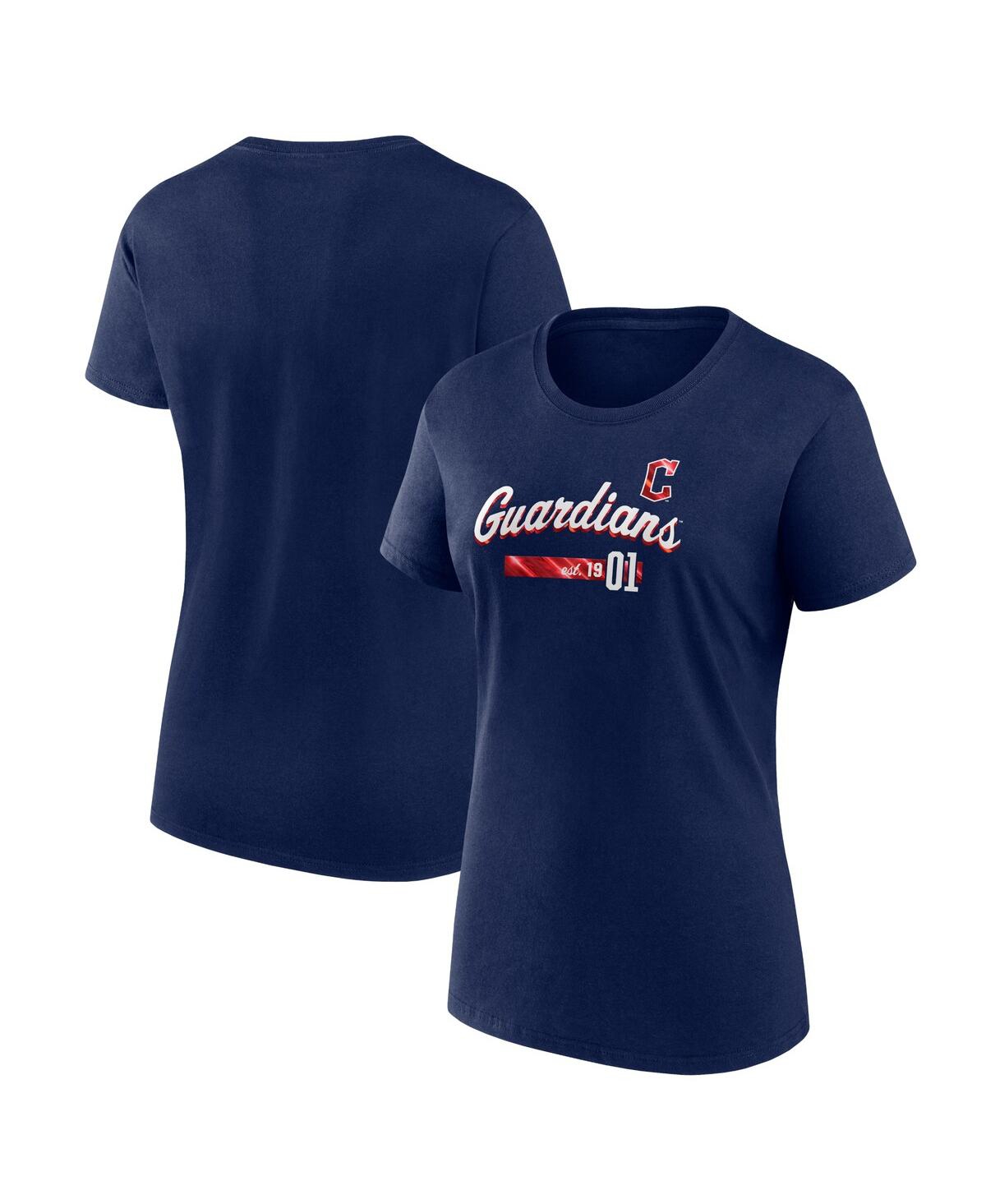 Shop Fanatics Women's  Navy Cleveland Guardians Logo T-shirt