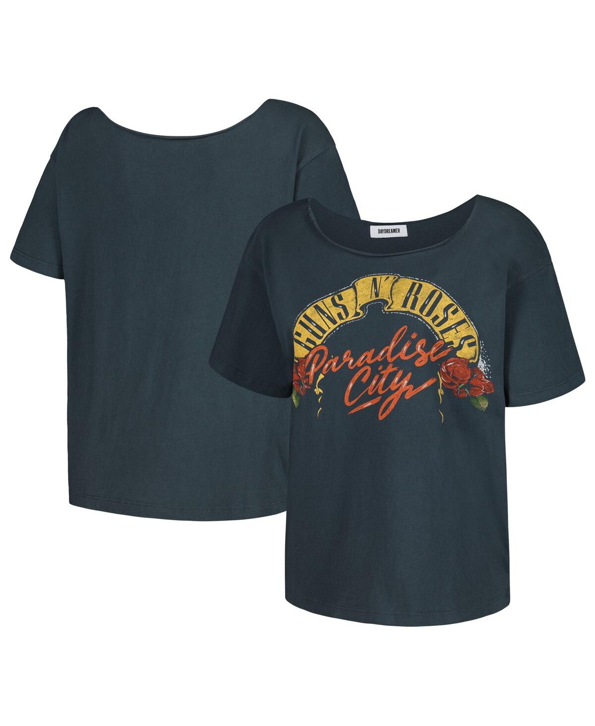 Shop Daydreamer Women's  Black Guns N Roses Off-shoulder Graphic T-shirt