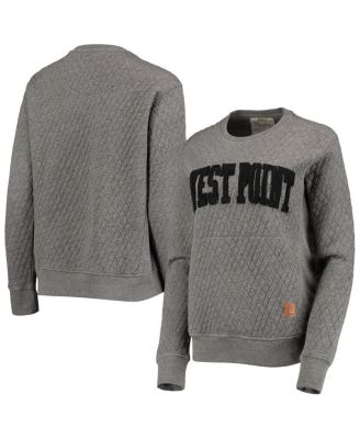 Women's Heather Charcoal Army Black Knights Moose Quilted Pullover Sweatshirt