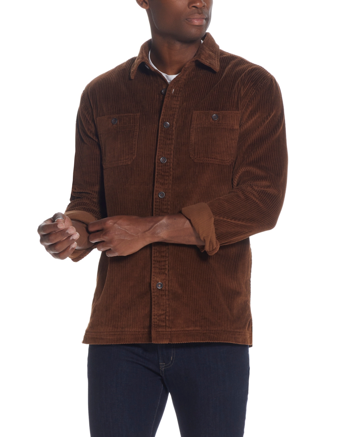 Weatherproof Vintage Men's Wide Wale Corduroy Unlined Shirt Jacket In Caramel