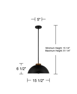 Janie Black Gold Pendant Light 15.50" Wide Modern Industrial Dome Metal Shade Fixture for Dining Room House Foyer Kitchen Entryway Bedroom Living High Ceilings - Possini Euro Design